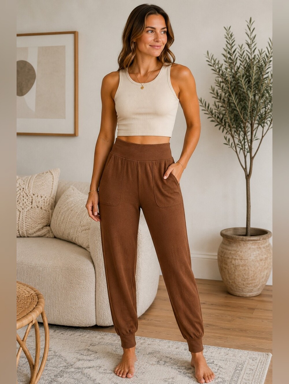 Haven Well Within Balance Joggers Small Brown High Rise Yoga Athletic Pants